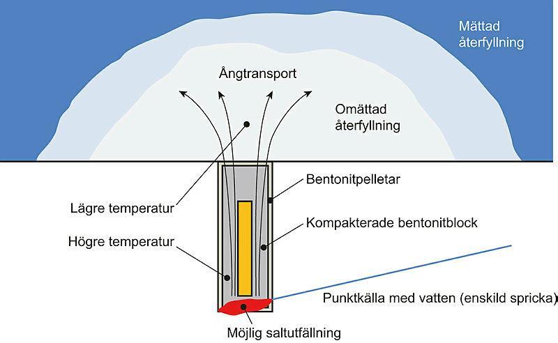 3 Saunaeffekten (1/2) Frågan: Saunaeffekten innebär att salthaltigt vatten förångas i en varm punkt i ett system och att det då bildas saltavlagringar där.