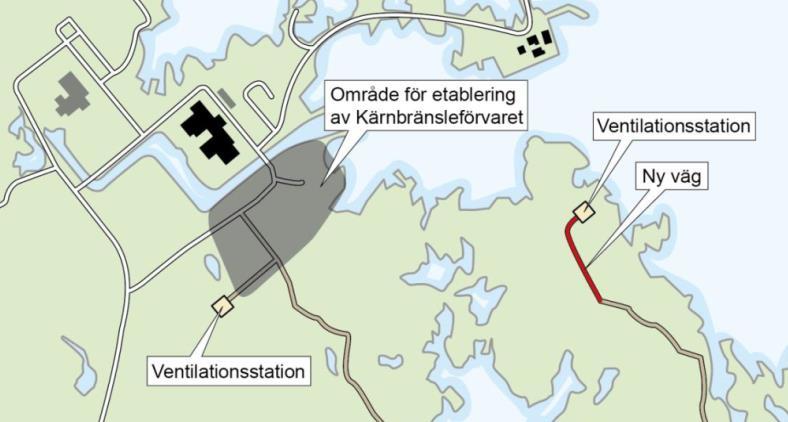 Verksamhetsområdet ovan mark Placering av yttre ventilationsstationer framgår av ansökan Miljökonsekvenser har