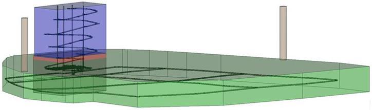 Verksamhetsområdet under mark Visualisering av verksamhetsområdet under mark De övre delarna av tillfarterna till centralområdet (ramp och schakt) delvolym 1.