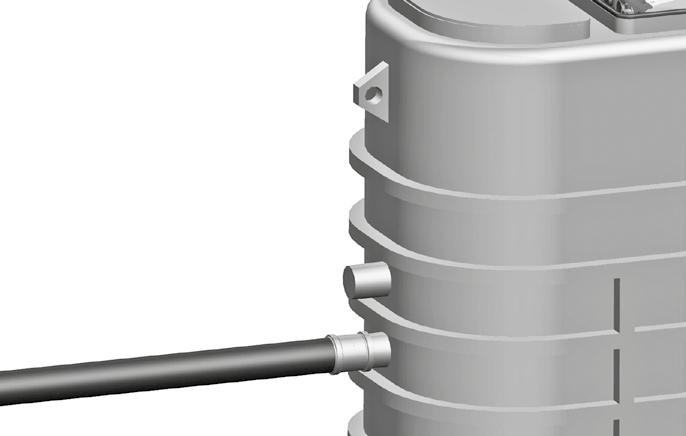 2.3.4 Röranslutningar Inloppsanslutning Inloppsrör Ø 110 mm Bräddningsrör Ø 110 mm