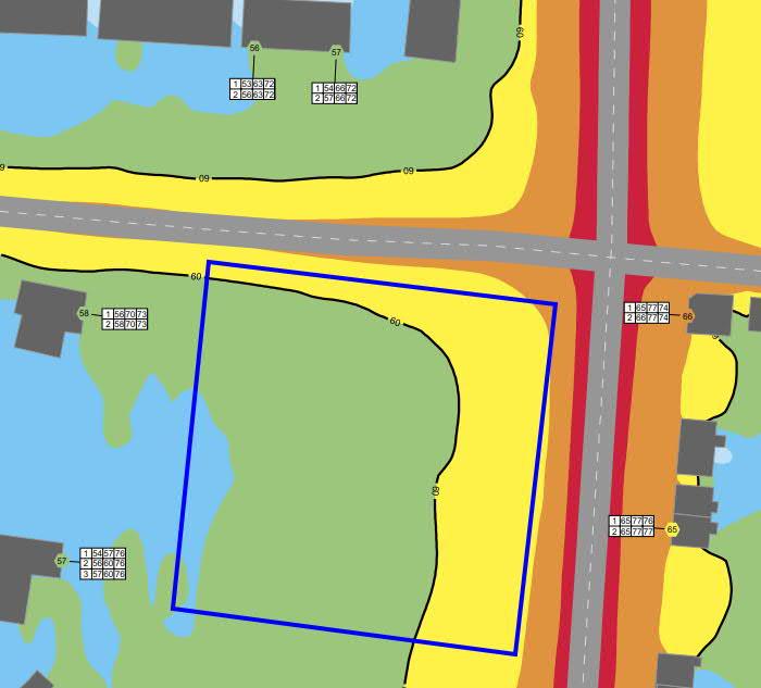 Om man planerar för en gemensam uteplats norr om huskropp D, enligt situationsplan, överskrids riktvärdena med 5 10 dba.