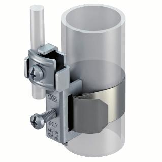 Equipotential bonding systems Earthing pipe clamp VA For pipes of Ø 3/8-6" Connection options: Max. 2 cables 2.
