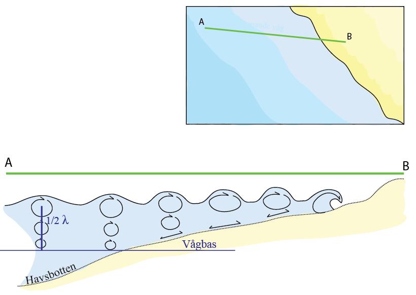 1.3. Vågdynamik Genom interaktionen mellan vågor, sediment och underlag kommer det att bildas olika scenarier med deposition och erosion (Dalrymple & Thompson 1977; Reineck & Singh 1980; Wright &