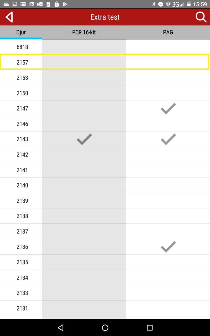 Klicka på djuret du vill registrera