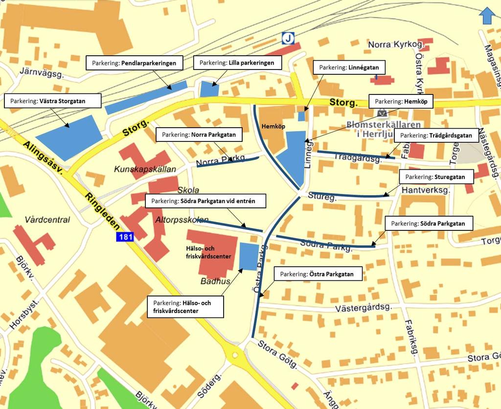 2.4 Befintlig parkering Inom avgränsningsområdet samt lite utanför området finns följande