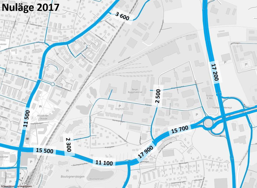 Figur 7 Dygnstrafikflöde som VDT i nuläget (2017) Trafikflödet för framtidsscenario 2025,