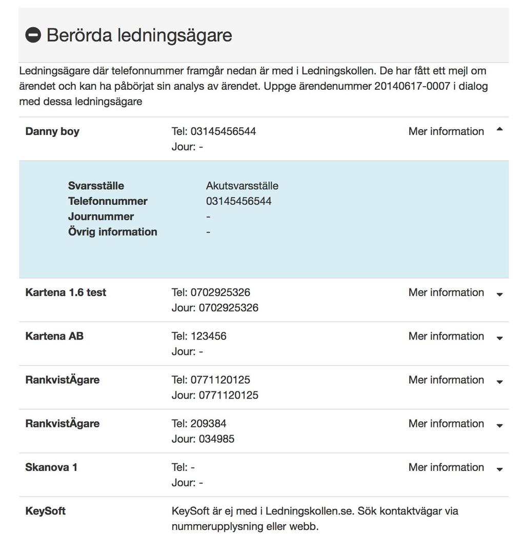 Manualer Jonas Rankvist Öppen 2016 03 07 M1 51( Information om berörda ledningsägare blir tillgänglig för användaren.