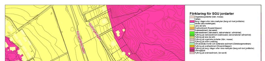 Underlag för bedömningen Informationen och bedömningen baseras på: SGU:s jordartskarta skala 1:50 000 SBK:s jordartskarta Översiktlig stabilitetsutredning inom Göteborgs stad,