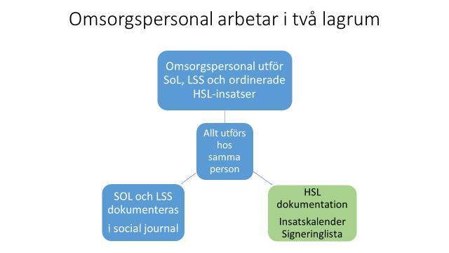 Omsorgspersonalens dokumentation av hälso- och sjukvård När omsorgspersonal utför en hälso- och sjukvårdsinsats som ordinerats av en sjuksköterska, fysioterapeut eller arbetsterapeut har