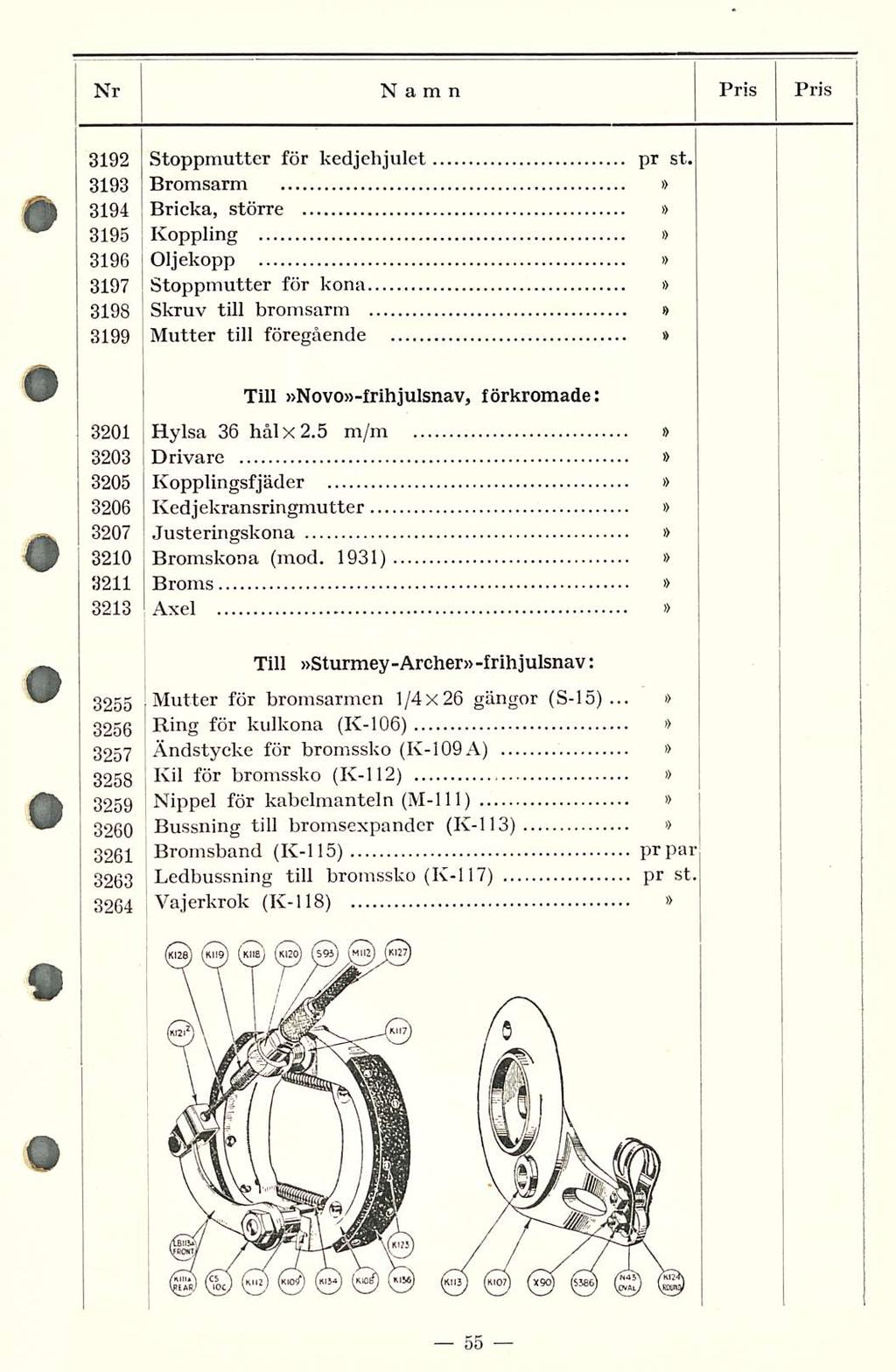 Nr Namn Pris Pris 3192 Stoppmutter för kedjehjulet pr st.