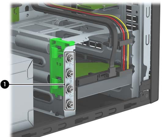 Ta bort eller installera enheter Så här installerar du enheter: Den primära SATA (seriell ATA)-hårddisken ska anslutas till den mörkblå, primära SATA-kontakten på moderkortet (märkt SATA0).