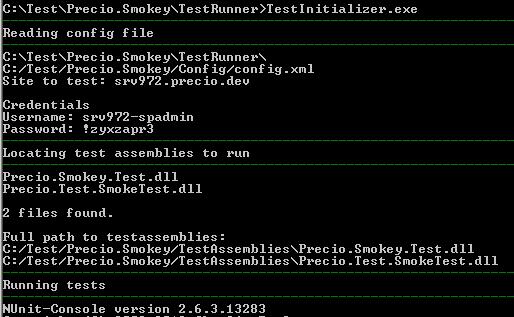 Bilaga A: Arkitekturdokument Figur 19 - En manuell körning av TestInitialzer.exe från kommandotolken för tester i projektet Precio.