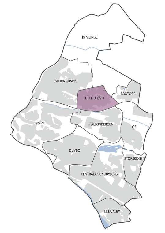 4.1.8 Stora Ursvik Stora Ursvik Området hade en befolkning på 5 895 personer 2018. Under prognosperioden förväntas området att växa med cirka 6 900 personer, vilket är mer än en fördubbling.