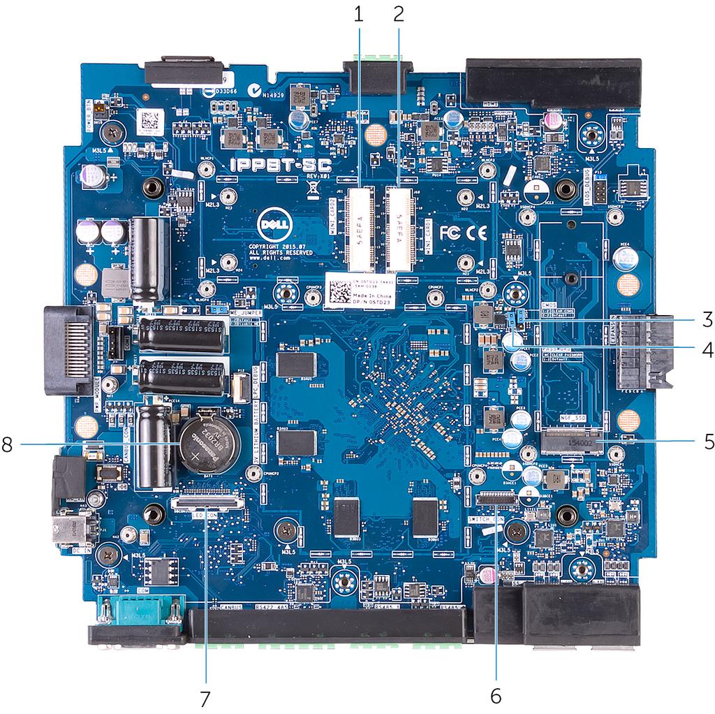 Teknisk översikt 3 Komponenter på moderkortet 1. Kontakt för mobilt bredband (MINI_CARD2) 2. trådlös LAN kortkontakt (MINI_CARD1) 3. CMOS-återställningsbygel (CMOS) 4.