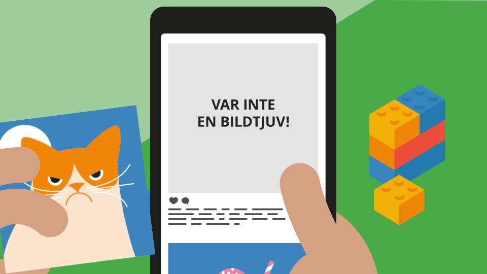 Lektionen handlar om att öka förståelsen för hur man får använda andras bilder.
