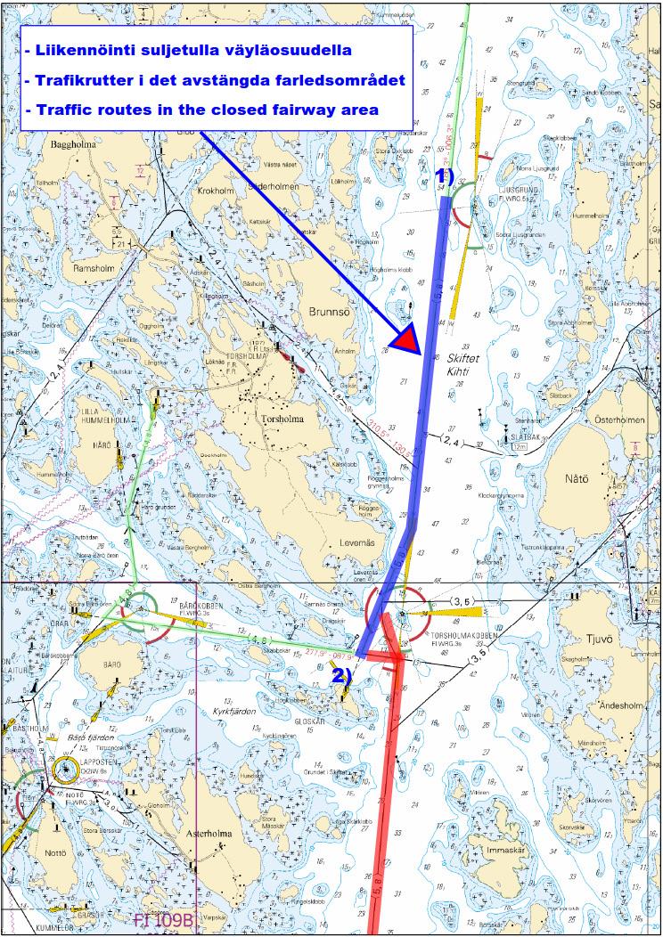 Kuva viitteeksi, karttaotteet ei merikartan mittakaavassa / Bild för referens, kortutdrag inte i sjökortets skala / Image for reference, chart extracts not to scale of chart ( FTA,