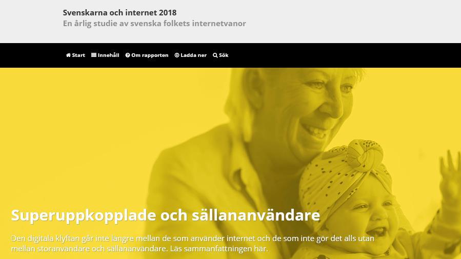 Så gott som alla svenskar, 98 %, har tillgång till internet hemma och 9 av 10 har en smartmobil För 5 år sedan konstaterades att en miljon svenskar inte var uppkopplade - Idag är de hälften så många