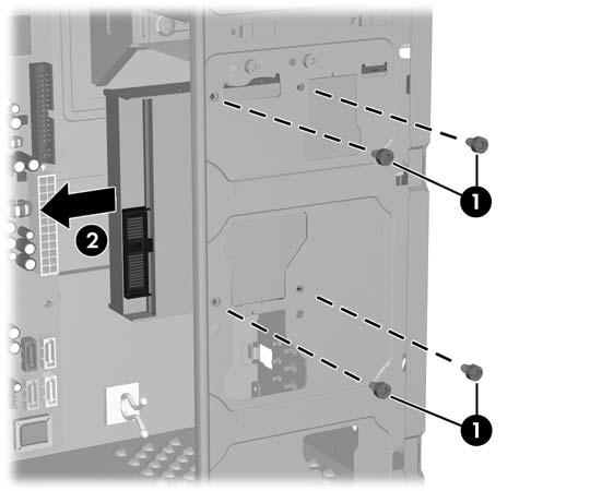 OBS! Om du installerar en enhet i den externa 3,5-tumsplatsen för första gången, måste du använda en platt skruvmejsel för att trycka ut metallskyddet som täcker platsen.