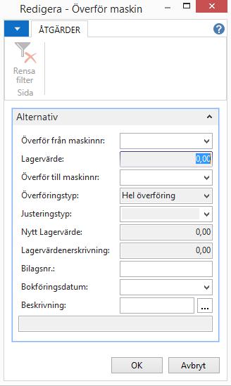 Flyttning Flyttningar av kostnader mellan maskiner kan också göras i en. Gällande inställningar hänvisas till beskrivningen Flytta en maskin till en annan maskin.