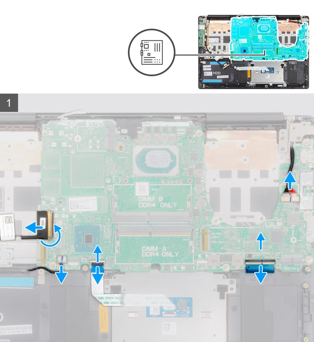 Bilden visar placeringen av moderkortet och ger en visuell