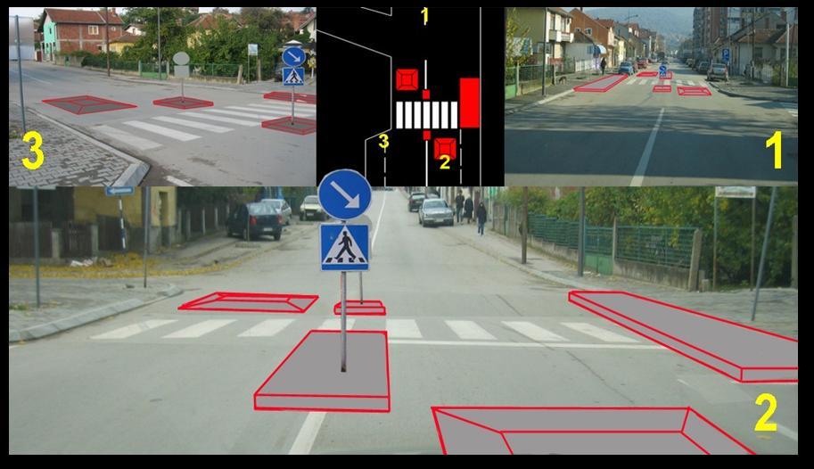 Övergångsställe 8 Mome Popovicagatan Körfält (busskudde) mittrefug Körfält (busskudde) breddning 3,00 m (2,55