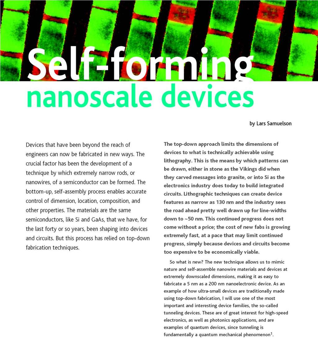 TOP-DOWN fabrication of 1D devices A top-down approach