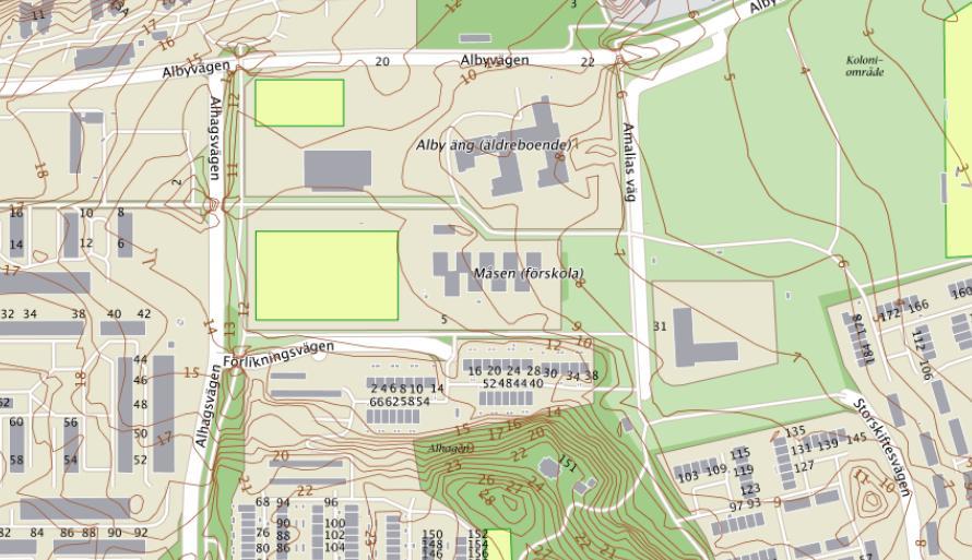 Utredningsområde Figur 4. Höjdkurvor kring fastigheten Sämjan 1 3.