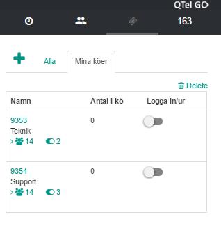 6. Fliken är nu skapad och QTel GO kommer ihåg vilken flik du tittade på senast. 7. Egen anknytning och inställningar QTel GO samlar alla företagets köer.