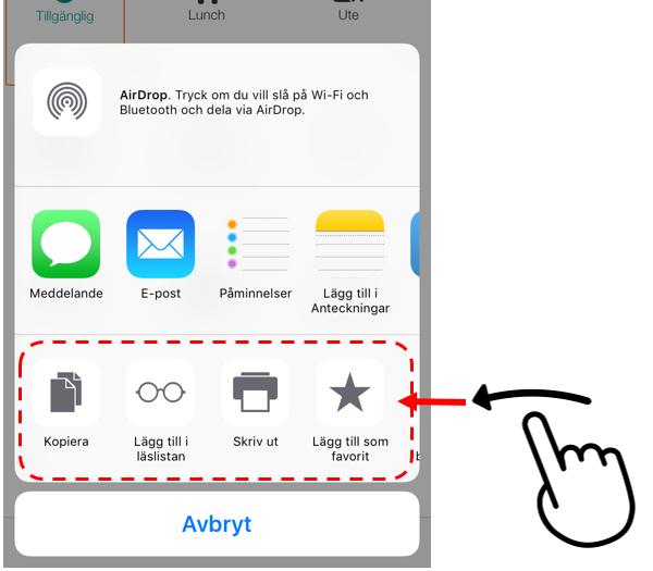 8. Lägg till som genväg på mobilens skrivbord iphone 1.