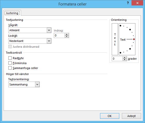 6.3 Justering Använd Excel s justerings(alignment) funktion