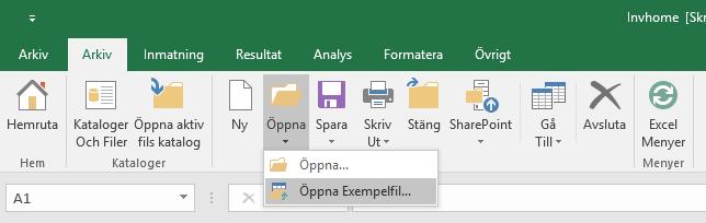 Man kan öppna filer från vilken katalog som helst. När man startar Invest for Excel aktiveras den standardkatalog som man definierat.