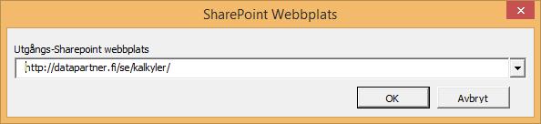 Ange URL för SharePoint webbplats och tryck OK. 2.
