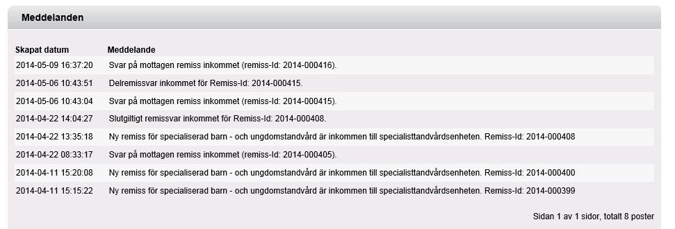 remittent Remittent Remittent Remittent Remittent I Tandvårdsfönster visas även dessa meddelanden.