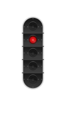 Nästa mellanblocksignal förväntas visa stopp. Stopp, tåget får inte passera mellanblocksignalen, blocket framför är belagt av ett annat tåg Homogen trafikering.