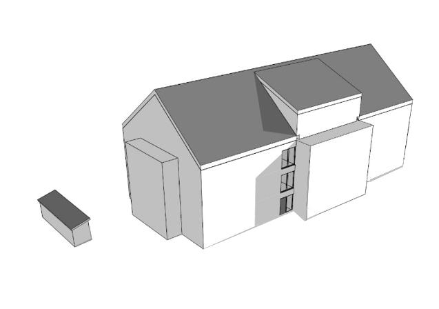11(19) Perspektivbild av föreslaget nytt flerbostadshus, betraktat från nordost (exempel på utformning, alternativ 1).