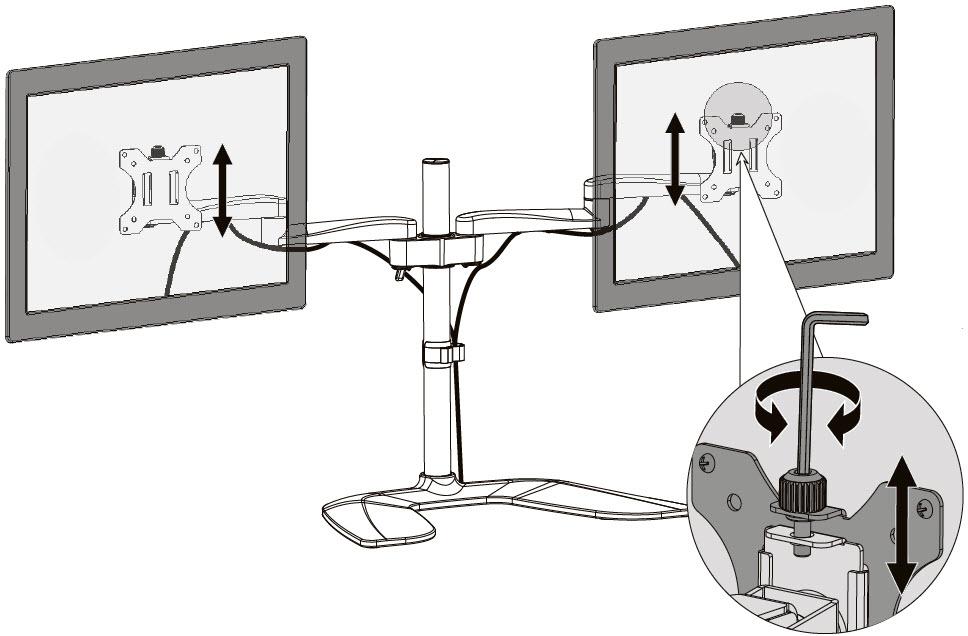 Figure 3. 9 Cable Management Height-Adjustment Lever The Power and Video Cables from your Monitors can be organized and contained within the Swivel Arms and alongside the Pole.