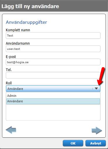 När du klickat på plustecknet kommer följande dialogruta upp. I denna ruta ska du fylla i uppgifter på användaren som du ska lägga upp.