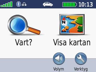 Använda menysidan ➊ ➋ ➌ ➍ ➎ ➏ ➑ ➐ ➒ ➊ GPS-signalstyrka. ➋ Status för Bluetooth-headset. ➌ Användningsläge. Tryck här när du vill ändra läge till bilkörning, promenad, cykling eller båtkörning. Obs!