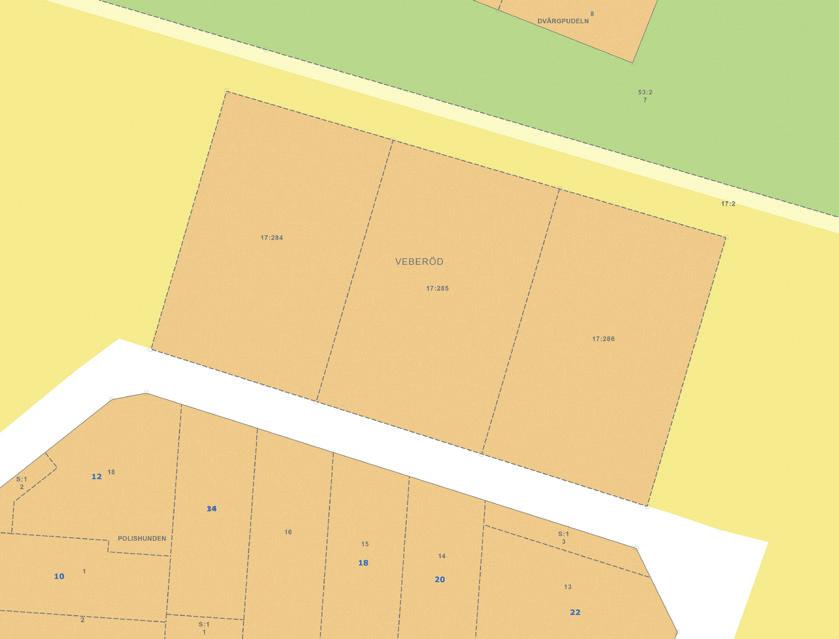 Förtydligande av planbestämmelser - Var och hur får du bygga? Detaljplanen möjliggör tre fribyggartomter öster om parken, med fastighetsindelning enligt bilden nedan.