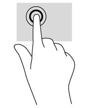 Tryck med ett finger på styrplattan för att göra ett val. Du öppnar ett objekt genom att dubbeltrycka på det.