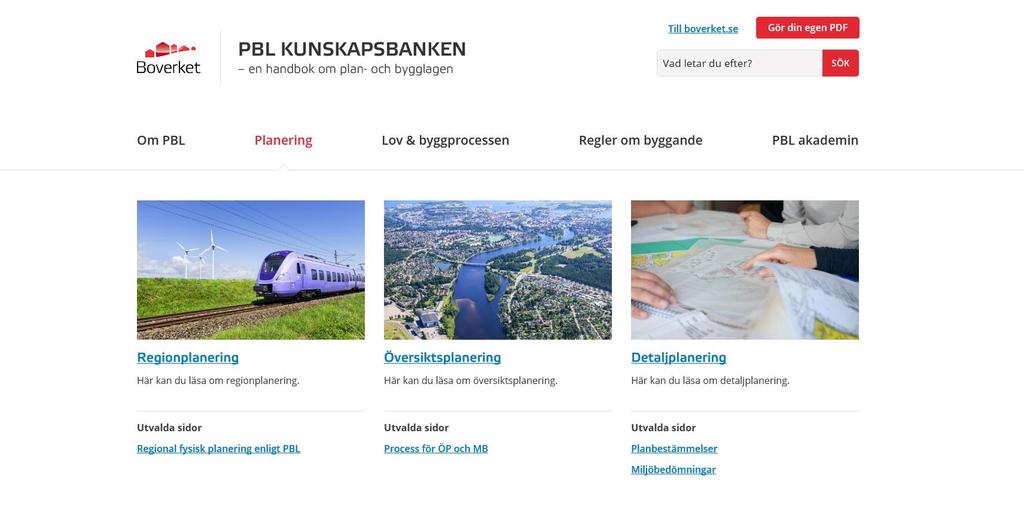 Vägledningsbehov Ny och uppdaterad vägledning på PBL kunskapsbanken