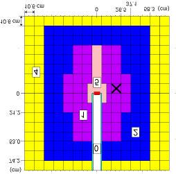 direction) dimension of the fuel is 60.96 cm, except in a 21.2 cm wide channel above and below the lead buffer and the accelerator tube (in the y direction), where it was extended by 10.16 cm.