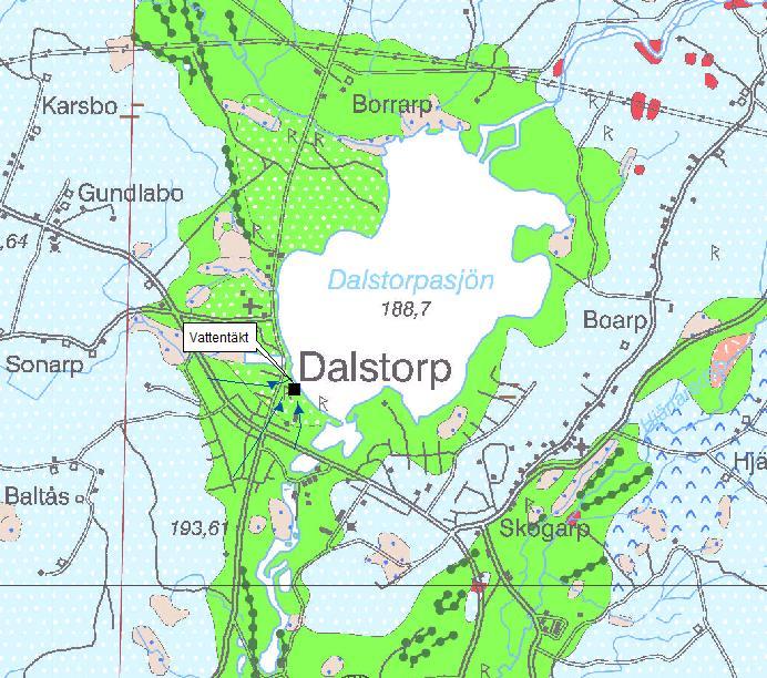repo001.docx 2012-03-2914 Troligtvis utgörs delar av vattenuttaget även av inducerat ytvatten från den närbelägna sjön. Avståndet mellan uttagsbrunnarna och Dalstorpasjön är endast ca 10-15 m.