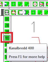 Hämta en cirkulär kanalböj ned 90 från kanal. Ange dimension 315 i Command-raden. Tryck enter. Placera i punkt 2.