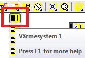 Aktivera värmesystem 1, och rita röret VS1.