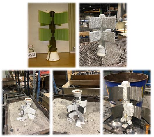 testträdet i aktuella studiet. Detta testträd innehåller geometrier i form av trappor där detaljen blir mindre och mindre för att till slut vara så tunn som 1 mm.