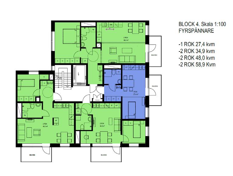 Åtgärdsförslag Bostadshusen Då riktvärdet 60 dba dygnsekvivalent ljudnivå överskrids behöver planerade lägenheter att göras genomgående med tillgång till bullerskyddad fasadsida med högst 55 dba