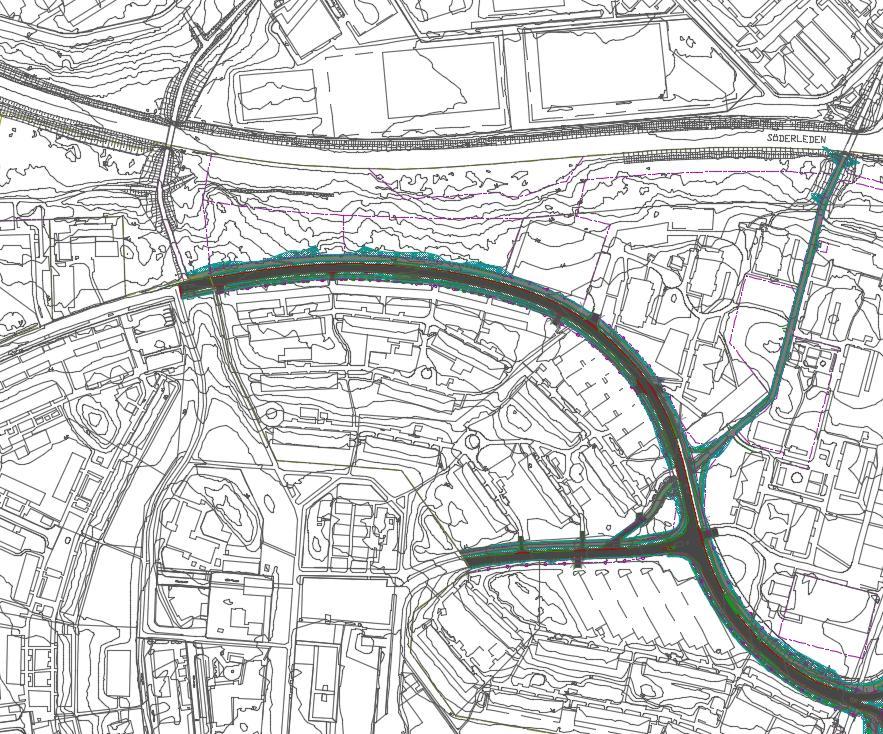 5.2 URBERGSGATAN Körbanan varierar i bredd mellan 6,7-8,3 m beroende på en breddökning i anslutning till Vilbergsgatan.