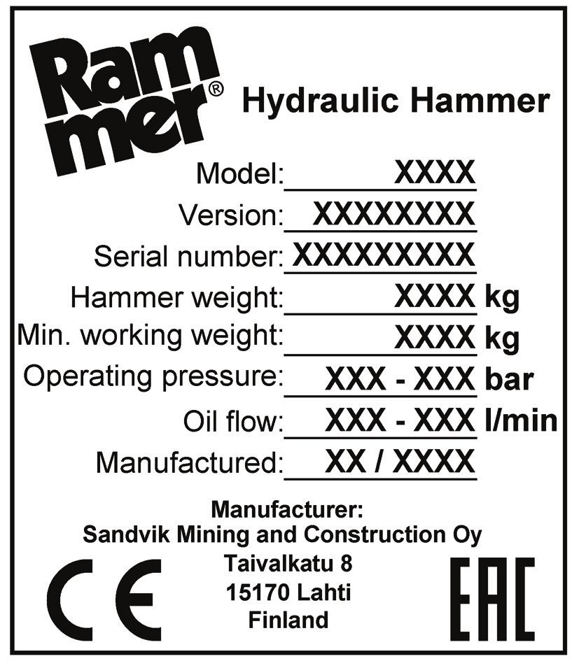 Produktnummer 2. PRODUKTNUMMER 2.1 MODELL- OCH SERIENUMMER Produktens serienummer är instansat på manteln. Både modellen och serienumret finns på produktidentifieringsskylten.