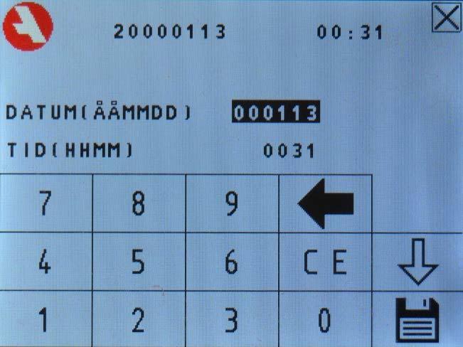 ÄNDRA DATUM OCH TID Man kan ange datum och/eller tid. Datum anges med två siffror för året, två för månaden och två för dagen. Tiden anges i tjugofyratimmarsform med fyra siffror.